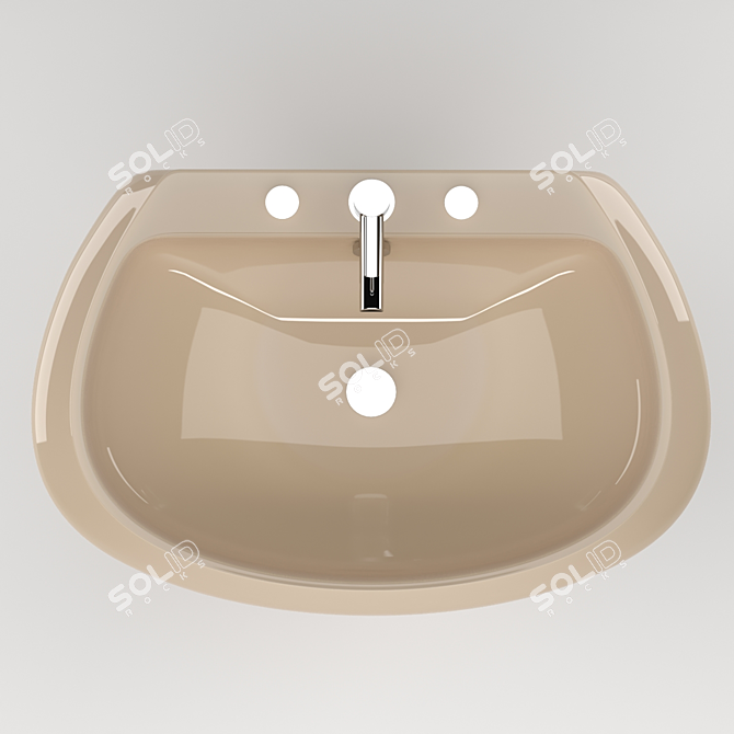 Sleek Ceramic Wash Basin 3D model image 5