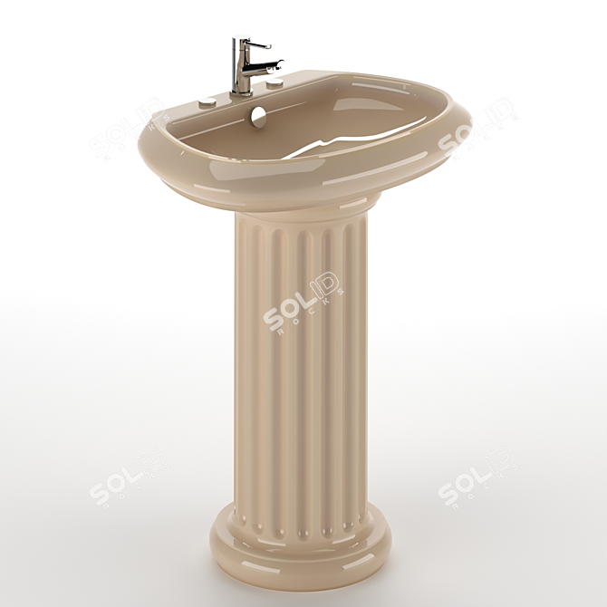 Sleek Ceramic Wash Basin 3D model image 6