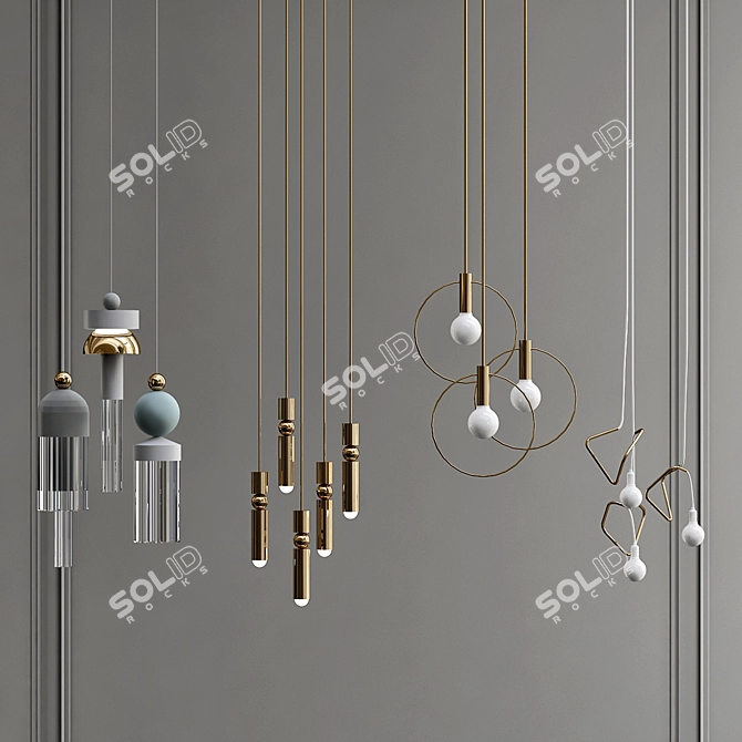 Modern Pendant Lighting Set 3D model image 1