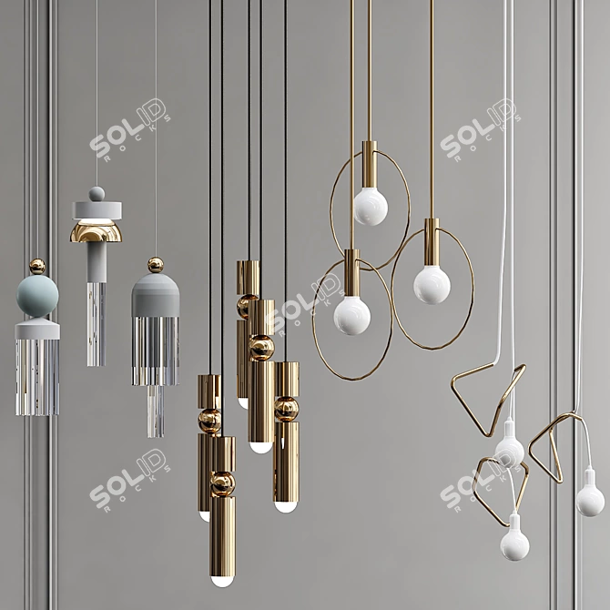 Modern Pendant Lighting Set 3D model image 2