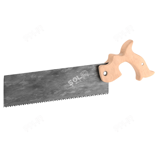 Vintage Style Wood Hacksaw 3D model image 4