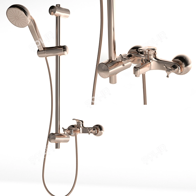 Modern Bathroom Faucet Set 3D model image 5