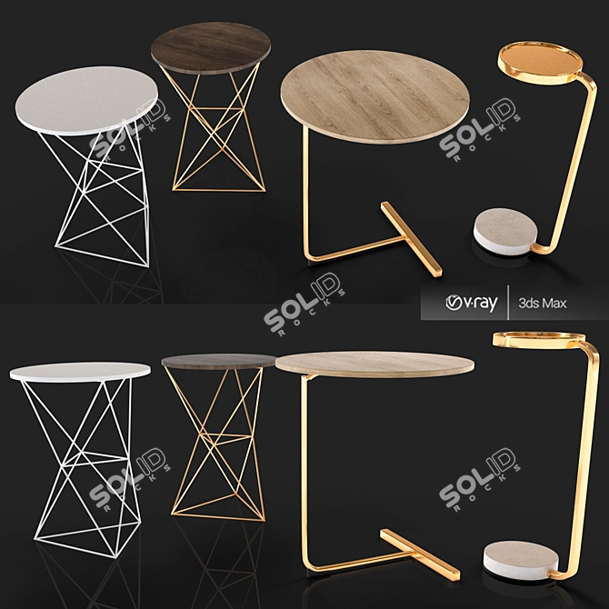 Modern Metal Side Tables 3D model image 1