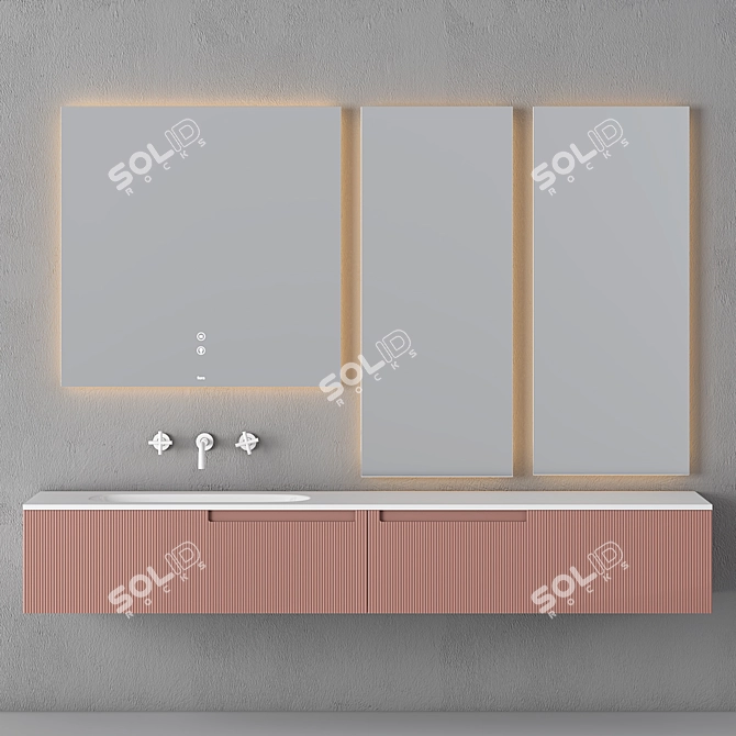 Sleek and Spacious 1850mm Bathroom Cabinet 3D model image 1