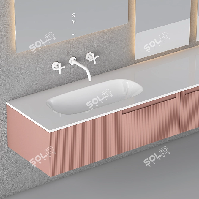 Sleek and Spacious 1850mm Bathroom Cabinet 3D model image 2