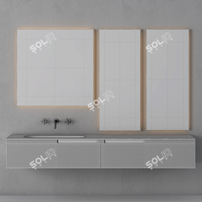 Sleek and Spacious 1850mm Bathroom Cabinet 3D model image 3