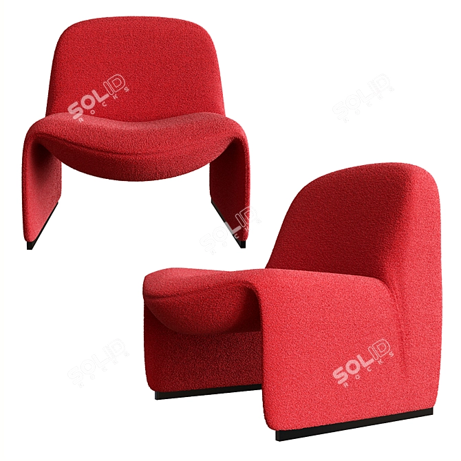 Vintage Red Alky Chair by Giancarlo Piretti 3D model image 1