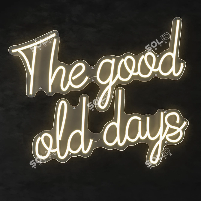 Vintage LED Text Sign: The Good Old Days 3D model image 2