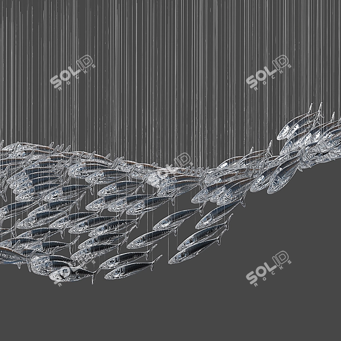 Wave Fish Chandelier 3D model image 2