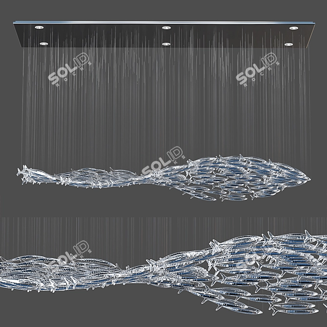 Wave Fish Chandelier 3D model image 3