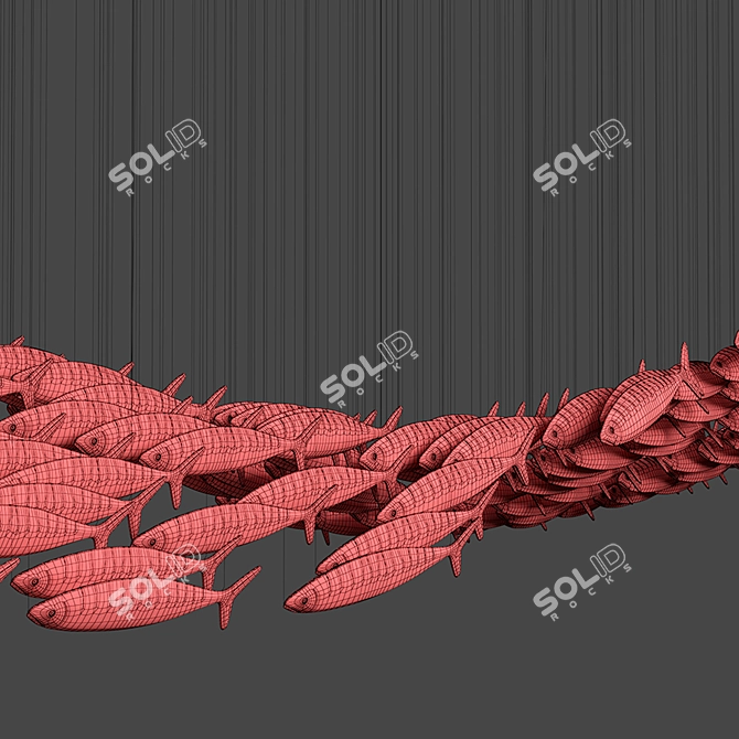 Wave Fish Chandelier 3D model image 4