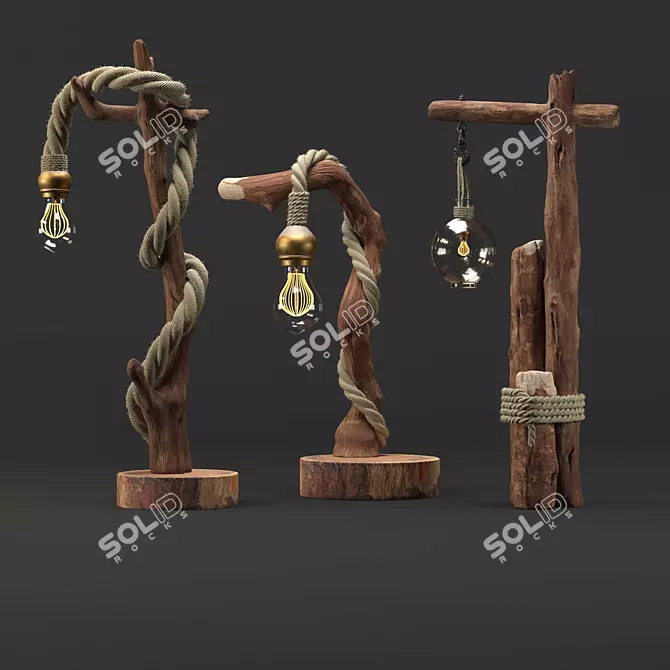 Wooden Light Collection 3D model image 1