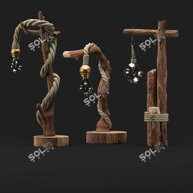 Wooden Light Collection 3D model image 6