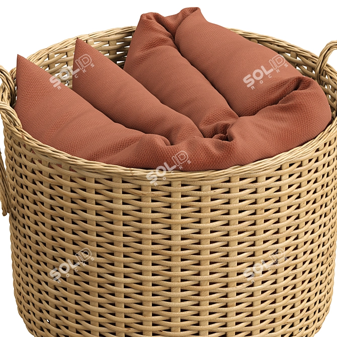 Cozy Comfort: Basket & Blanket Set 3D model image 3