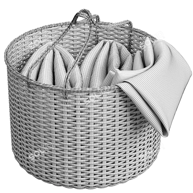 Cozy Comfort: Basket & Blanket Set 3D model image 4