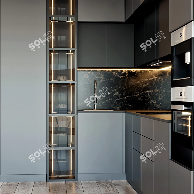 Compact Kitchen with Spacious Design 3D model image 2