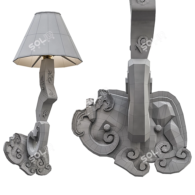 Elegant Fungi Sconce - A Golden Glow 3D model image 2