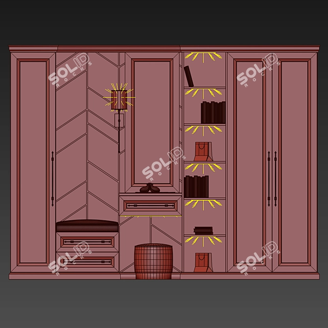 Hallway Wardrobe, Stylish and Functional 3D model image 2