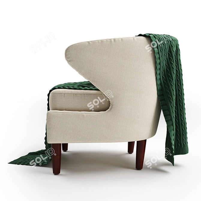 Elegant Sophia Plaid Accent Chair 3D model image 4