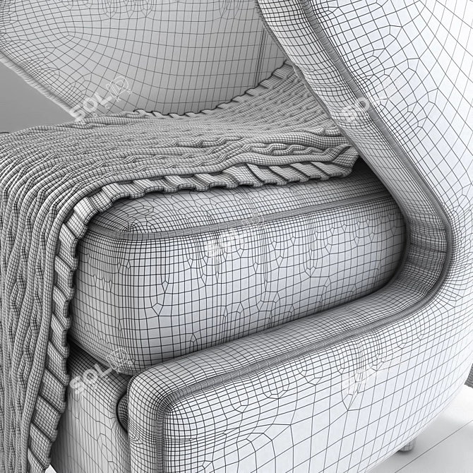 Elegant Sophia Plaid Accent Chair 3D model image 5