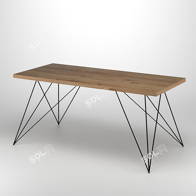 Vintage Wooden Table-1800mm 3D model image 2