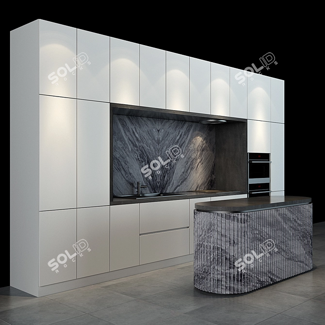 Stylish Modern Kitchen Set 3D model image 2