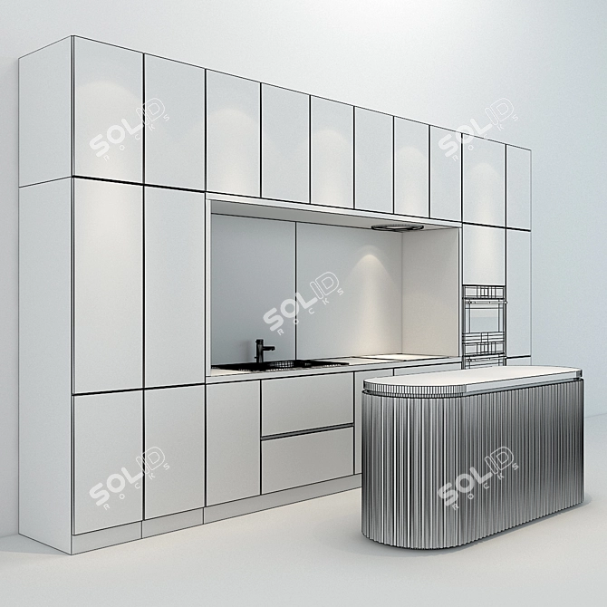 Stylish Modern Kitchen Set 3D model image 3