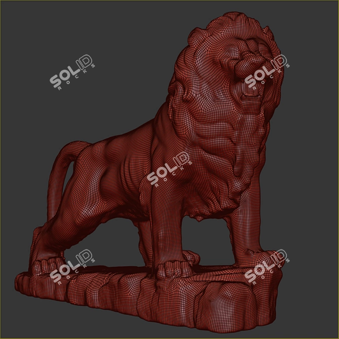 Roaring Lion Statue - Majestic Home Decor 3D model image 4