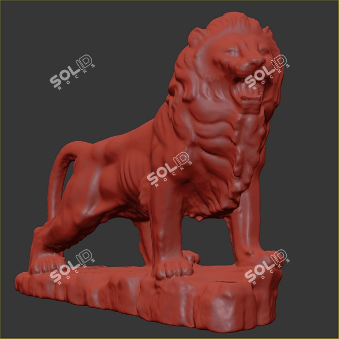 Roaring Lion Statue - Majestic Home Decor 3D model image 5