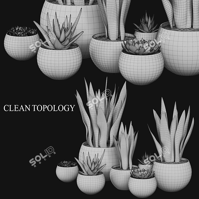 Modern Ceramic Vase with Plant 3D model image 4