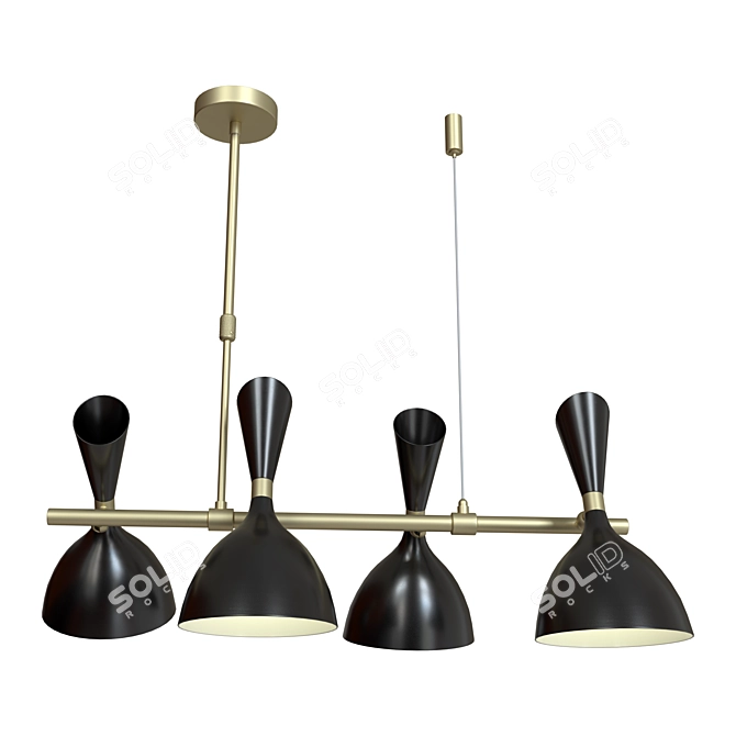 Modern Metal Pendant Chandelier 3D model image 2