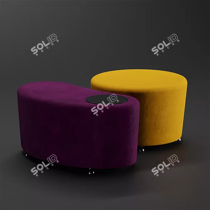 Dumbo Velvet Chrome Pouf 3D model image 1