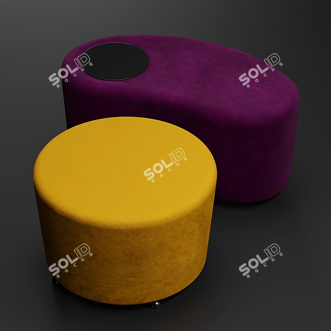 Dumbo Velvet Chrome Pouf 3D model image 3