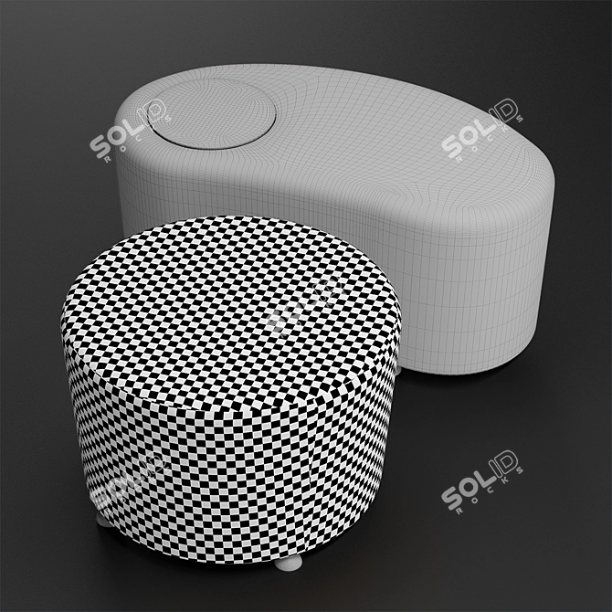 Dumbo Velvet Chrome Pouf 3D model image 4