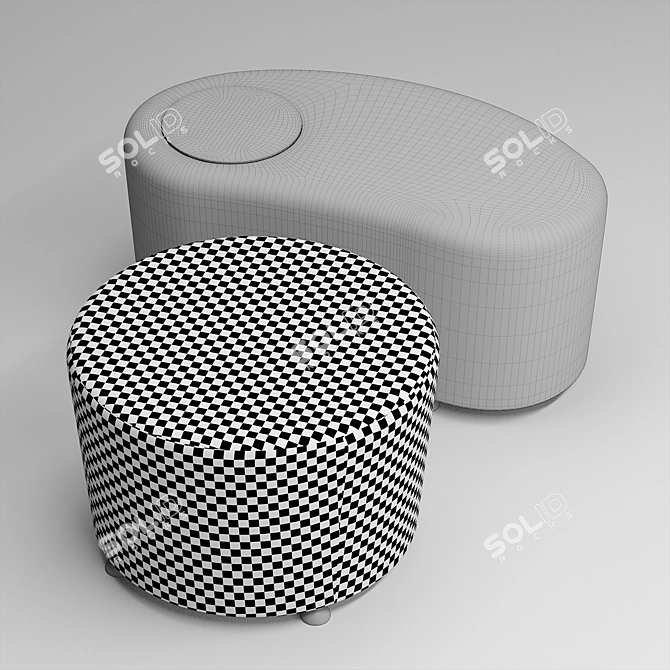 Dumbo Velvet Chrome Pouf 3D model image 8