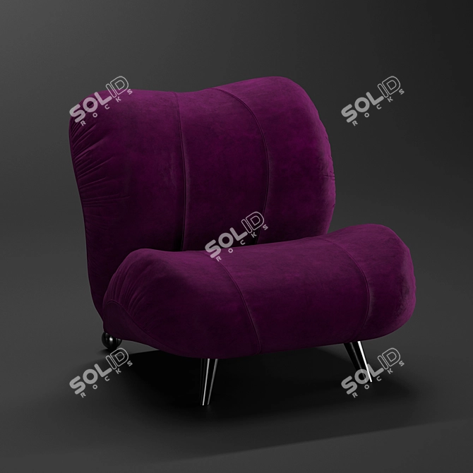 Italian Dumbo Armchair: Velvet & Leather 3D model image 1