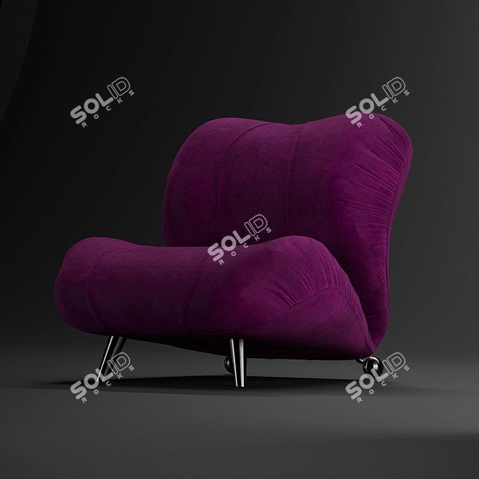 Italian Dumbo Armchair: Velvet & Leather 3D model image 2