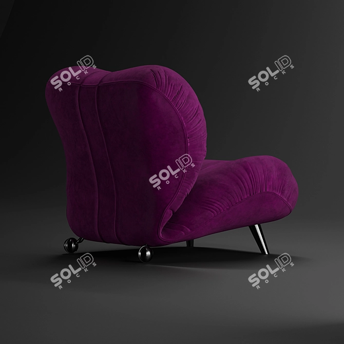 Italian Dumbo Armchair: Velvet & Leather 3D model image 3