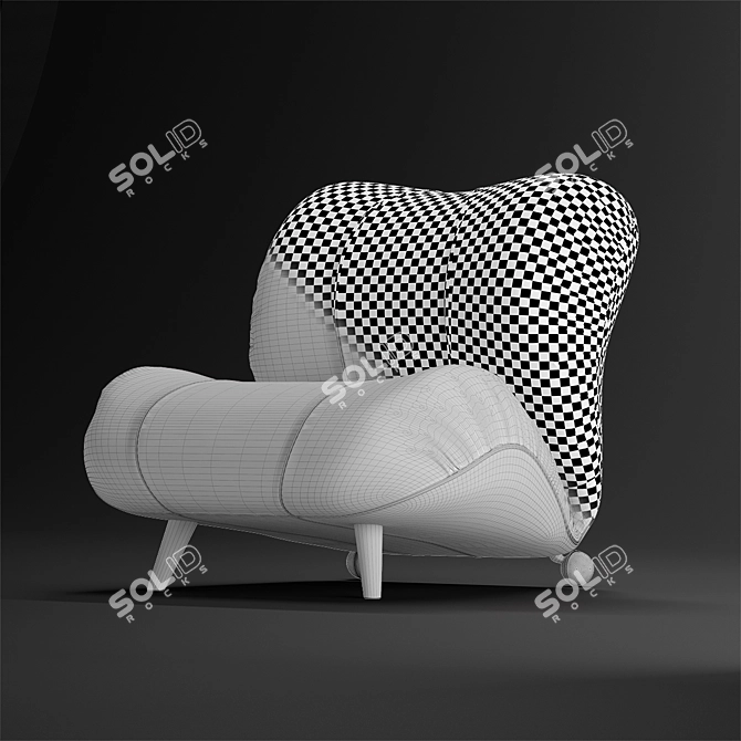 Italian Dumbo Armchair: Velvet & Leather 3D model image 4