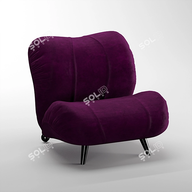 Italian Dumbo Armchair: Velvet & Leather 3D model image 5