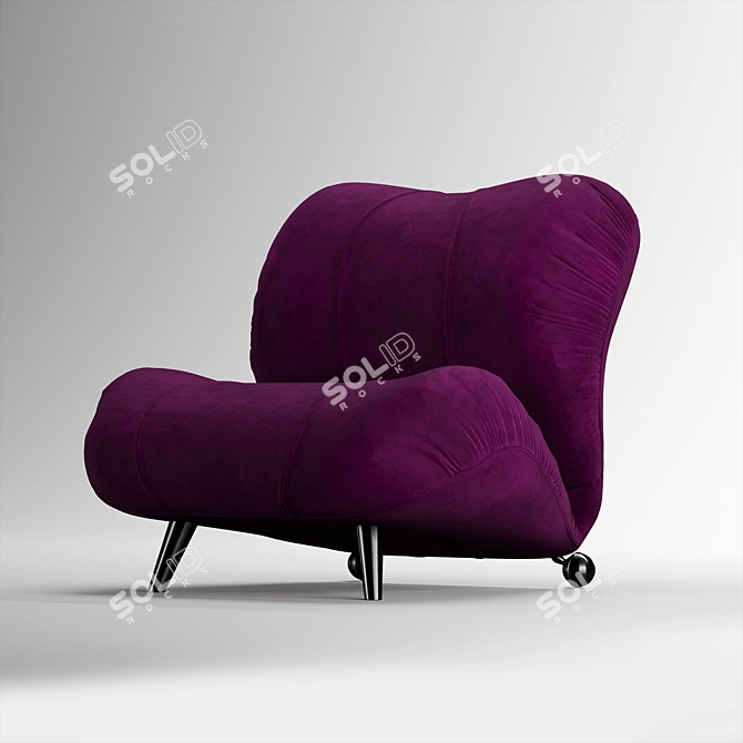 Italian Dumbo Armchair: Velvet & Leather 3D model image 6