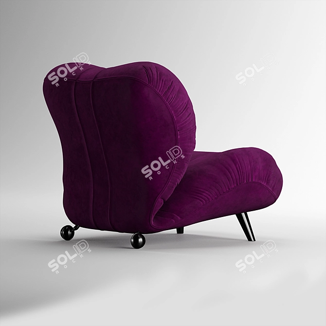 Italian Dumbo Armchair: Velvet & Leather 3D model image 7