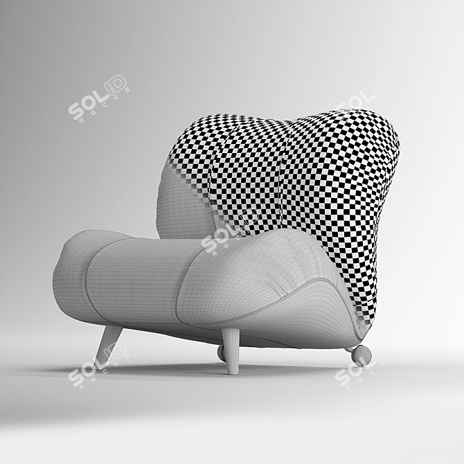 Italian Dumbo Armchair: Velvet & Leather 3D model image 8