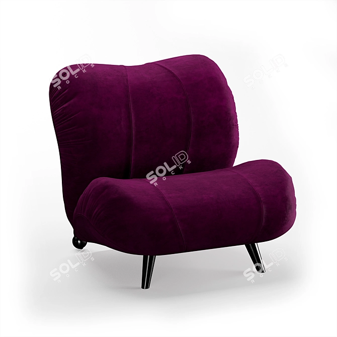 Italian Dumbo Armchair: Velvet & Leather 3D model image 9