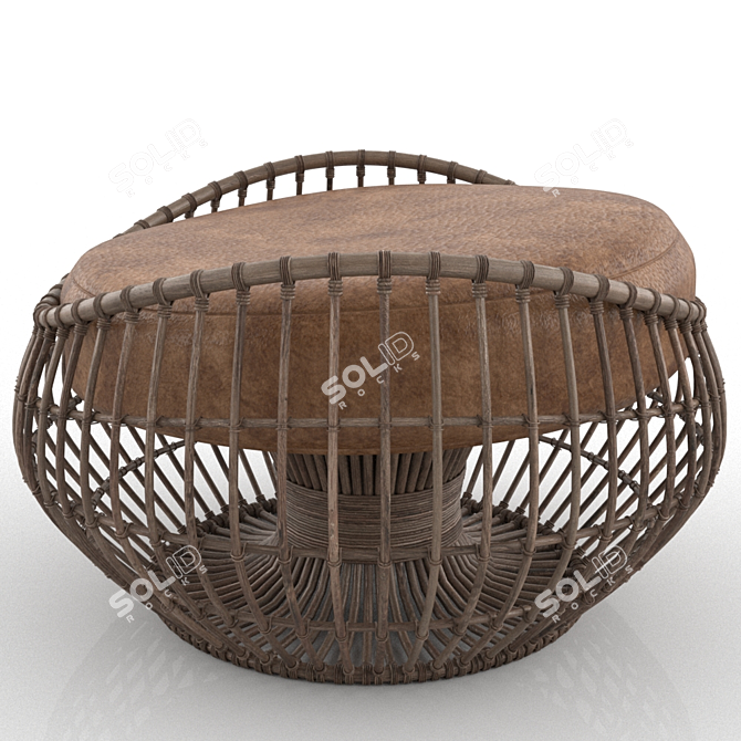 Natural Bamboo Wicker Chair 3D model image 2