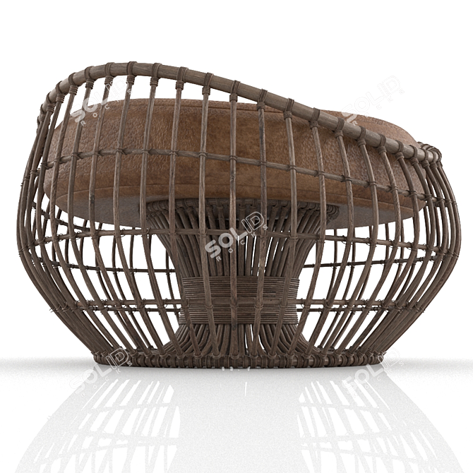 Natural Bamboo Wicker Chair 3D model image 4