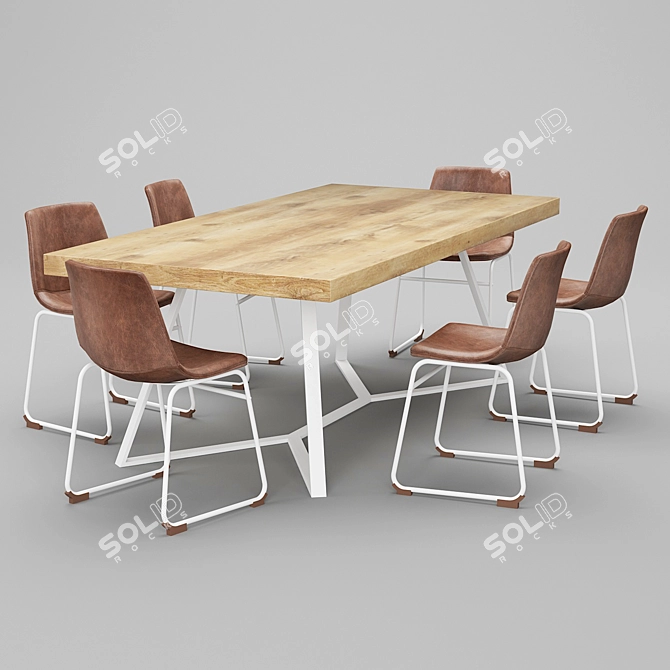 Modern Dining Table Set 3D model image 1