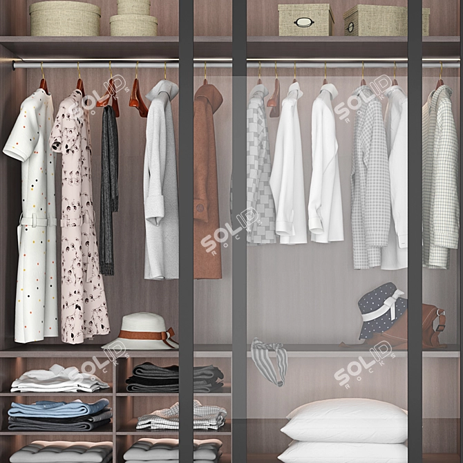 Stylish Bedroom Wardrobe: 2800x600x2400 3D model image 2
