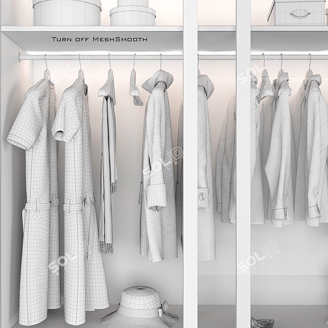 Stylish Bedroom Wardrobe: 2800x600x2400 3D model image 5