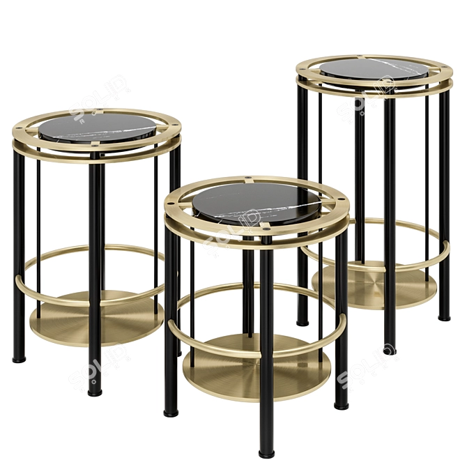 Modernistic Frame Side Tables - Set of 3 3D model image 1